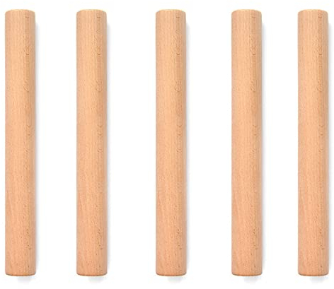 Mattarello in legno di faggio, 5 pezzi, per pizza, pasta, pane (marrone)