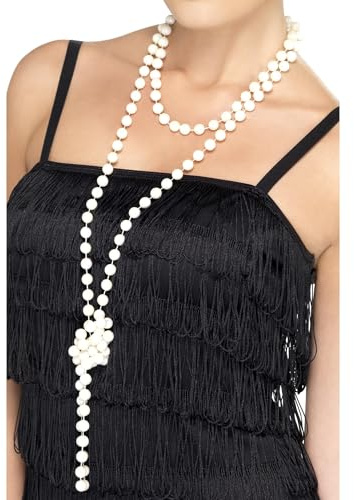 Smiffy's Collier de perles, 180cm / 71in de long perle blanche (Lot de 2)