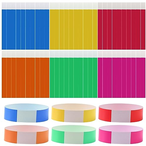 Sporgo Braccialetti d'ingresso 60realizzati in Tyvek: braccialetti da festival impermeabili, braccialetti d'ingresso 6 colori, braccialetti di carta a nastro 19 x 255 mm per la sicurezza in occasione