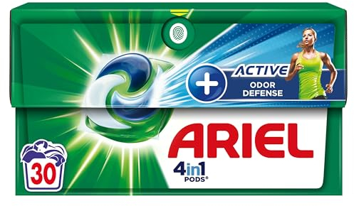 Ariel 4in1 PODS, Lessive Liquide Capsules 30 Lavages, Touche De Febreze, Active Odor Defense, Parfum De Propreté 2x Plus Long, Impeccable Même En Cycle Court Et À Froid, Fabriqué En France