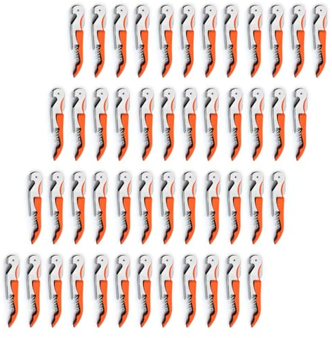 Sommelier Professionale 3 in 1: Cavatappi, Apribottiglie Vino e Lama Corta Capsule - A Leva in Acciaio Inox (12, Arancione)