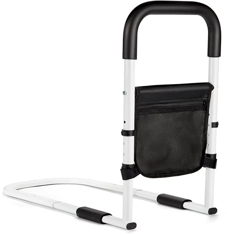 Yarmiene Bed Rails for Elderly Adults, Medium Safety Bed Rails for Elderly with Storage Bag, Safely Carbon Steel Pipe Bed Assist Rails Handrail Suitable for Seniors, Disabled, Pregnant Women