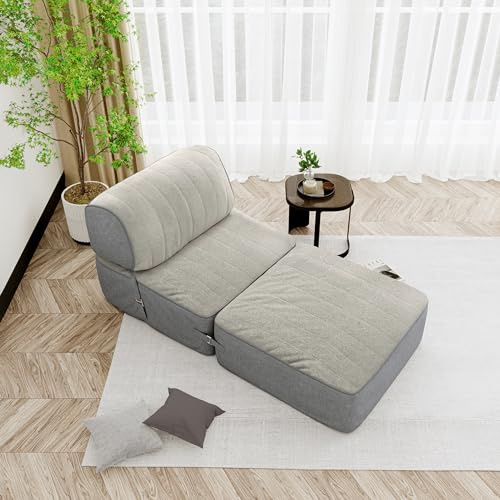 Divano letto pieghevole convertibile, poltrona divano letto portatile con supporto per la schiena per soggiorno/dormitorio/ospiti/ufficio domestico divano pigro/appartamento, grigio