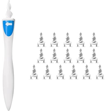 Limpiador Oidos Adultos,con 16 Suaves Flexibles 360 Grados Espiral Silicón,Quitar Cera Oidos,Kit De Limpieza De Oídos,Limpia Orejas Humano Para Niños y Adultos,Herramientas De Limpieza De Oídos