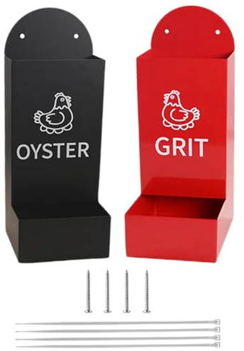 Xvilmaun Oyster Shell Feeder | 2piece Chicken Grit Holder - Heavy-Duty Semi-Closed Dispenser Spill-Proof Container Weatherproof Bowl Accessories for Hens Livestock Poultry