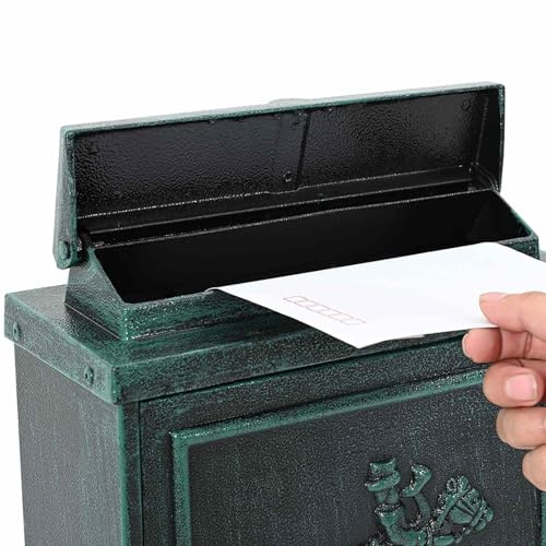 vidaXL Cassetta Postale da Muro con porta Verde 29 x 13 x 41 cm, Scatola postale vintage, impermeabile, resistente alla ruggine, decorativa per esterni, storage classico