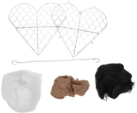 Yardenfun Kit de Material para anidar pájaros - Casa Colgante para colibríes, pinzones y Otras Aves Silvestres al Aire Libre - Estación de anidación de Alambre de Hierro rellenable, Acogedor