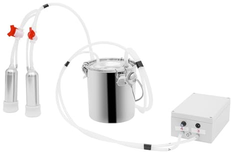 Mjölkmaskin, bröstpump, mjölkhink, vakuumpumpump, mjölkslang, nätadapter 12 V 12 W 3 L för kor, getar, bondgård, stall, bärbar kompakt