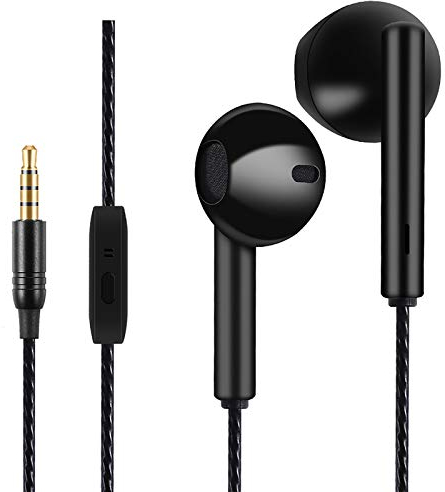 Auriculares, Jack 3.5 mm, Radios con, con Cable y Microfono, Headphones Wired, Earphones, In ear, con Microfono, Fones, Auricular, Audifonos, Pc, Aislamiento del Ruido, Sonido Bajos Potentes, Negro