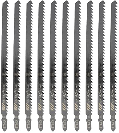 Shoze Stichsägeblätter Holz 10 Stk. - Extrem schneller, gerader Schnitt (5-50mm) - Profi Stichsägeblatt Set - T-Schaft für jede Stichsäge - Sägeblätter für Küchenarbeitsplatten, OSB, uvm.