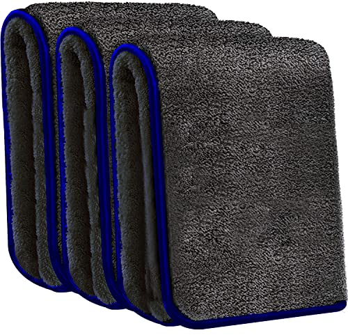 Panni Asciugatura Auto In Microfibra 1200 gsm Altissimo Grado Di Assorbimento Panno Morbido Soffice Auto Moto Asciugatura Lavaggio Lucidatura Carrozzeria Pulizia Vetri Polvere 38 x 44 Cm (3 Pz)