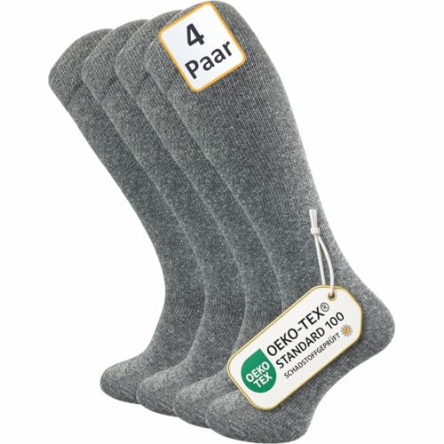 GAWILO Damen & Herren Kompressionsstrümpfe (4 Paar) | Stützstrümpfe | Reise & Flug Kniestrümpfe aus atmungsaktiver Baumwolle (as3, numeric, numeric_39, numeric_42, regular, regular, grau)