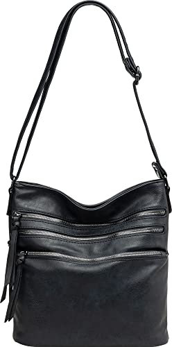 Caspar TS1071 sportlich elegante mittelgroße Damen Crossbody Bag Umhängetasche, Farbe:dunkelblau, Accessoires One Size:One Size