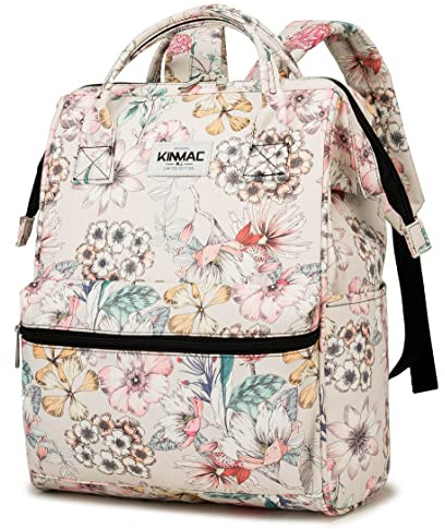 Kinmac Wide Open Style Laptop Backpack for Laptop Up to 15.6 Inch Men Women Travel Outdoor Backpack (Floral)