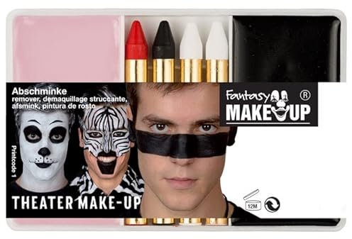 NEU Kinderschminke Karneval Schmink-Set Theater Make-Up mit Abschminke, Schwarz