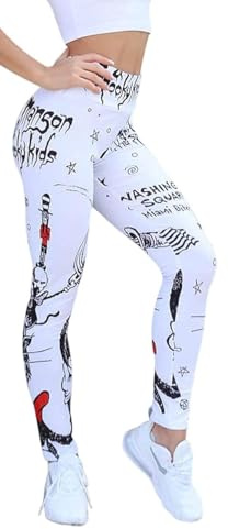 Legging de sport pour femme avec taille haute, Yoga, fitness et gym, Pantalon long, Blanc., M