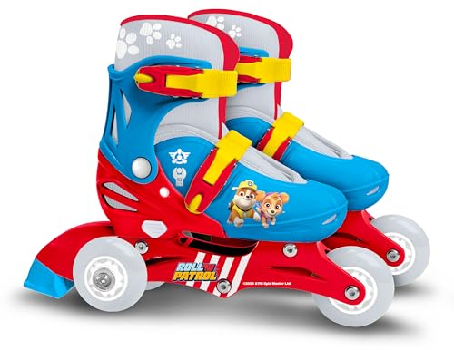 Adjustable Two in One 3 Wheels Skate Paw Patrol Size 27-30, Bleu