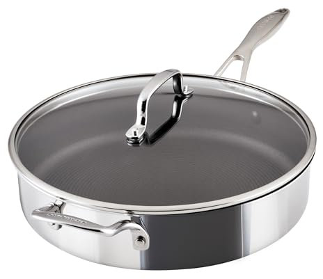 Circulon Scratch Defense 30cm Saute Pan with Lid: Non Stick Stainless Steel Saute Pan with Helper Handle and Glass Lid, All Hob Suitable