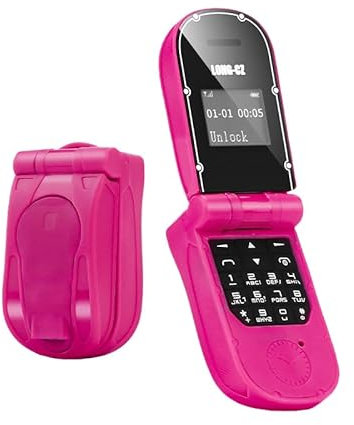 LONG-CZ Plastic Flip Phone Smallest Mobile Phone J30, Mini Wireless Dialer, Bluetooth Tiny Headset Nest Model With Voice Changer Plastic Flip Mini Mobile Phone (rose red)