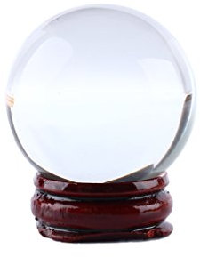 Outbit Klare Kristallkugel 40mm natürlicher Quarz klarer magischer Kristall Heilung Ball mit Stand Base für Yoga Zen Meditation Home Decor