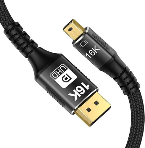 CABLEDECONN Mini DP till DisplayPort 2.0 16K 3 m kabel 8K (7680x4320) @120Hz 4K@240Hz DisplayPort 1.4 tvåvägdsöverföring DisplayPort till Mini DisplayPort 16k videoöverföringar