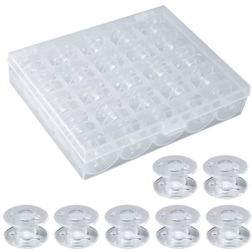 WeddHuis 25 Pezzi Rocchetti per Macchina da Cucire Bobine Universali Plastica Rocchetti per Cucito Bobina per Macchine da Cucire con Scatola(Trasparente)