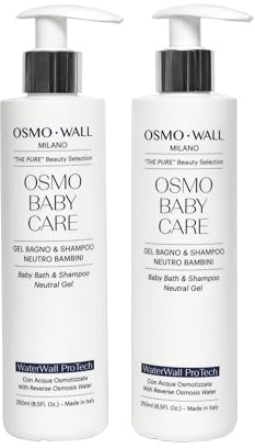 OsmoWall KIT 2 OSMO BABY CARE NEUTRO BADRUM för barn och spädbarn. Mild tårresistent formel med gel från Aloe Vera från ekologiskt jordbruk. Dermatologiskt testad. 2 x 250 ml