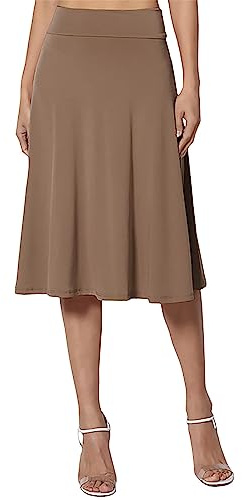 Gonne al ginocchio per donna UK con vita elasticizzata - Gonne midi per donna UK - Colore Basic Versatile Elasticizzate Svasate Gonne casual a pieghe Mini Gonne da lavoro Gonne a linea Gonne estive
