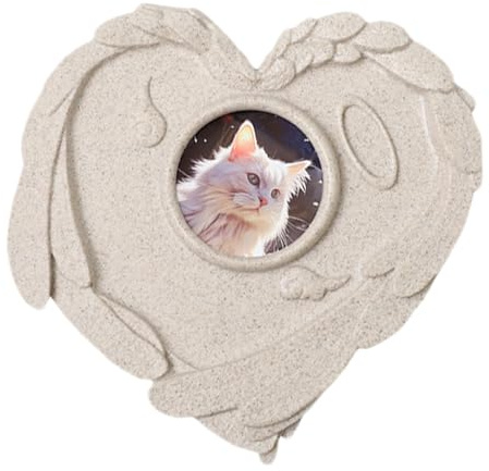 Generisch Pietra commemorativa per cani, pietra da giardino a forma di cuore, con cornice, souvenir compassione, decorazione da giardino