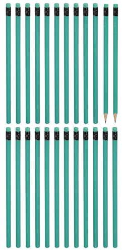 PATIKIL Triangelformade träpennor bulk, 24-pack HB grafitpennor med suddgummi för kontorsmaterial, teknisk märkning, skrivkonst, ritningsmaterial, grön