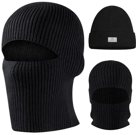 Rongrongago Pasamontañas Termico, Pasamontañas para Motocicleta Invierno Multifuncional, Ski Mask de Punto, Resistente al Viento y Cálido Gorro Beanie para Ciclismo, Esquí y Actividades Aire Libre
