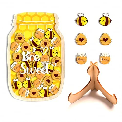 BSITSSS Bocal de Récompense Abeilles, Tableau de Recompense Debout en Bois, Mignon Petite Abeilles Tableau Comportement Reward Jar pour Bon Comportement à l'École et en Famille