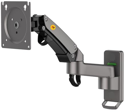 NB North Bayou Monitor Wall Mount for 17 to 35 inch Screen, Single Monitor Arm Holds 3 to 12 kg, Adjustable Tilt Swivel Rotation | VESA 75 & 100 mm F150