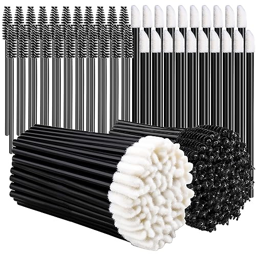 Teenitor Mascara Wands, Disposable Mascara Wand 200pcs, Lip Applicators Disposable Mascara Makeup Applicator Lipgloss Lip Brush Mascara Brush Lipstick Tester Wands Black