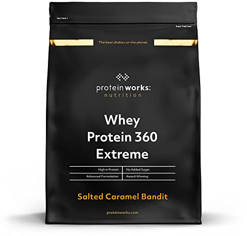 The Protein Works - Proteine Whey 360 ​​Extreme in Polvere - Caramello Salato - Frullato Ad Alto Contenuto Proteico - Con Glutammina, Vitamine e Minerali - 600g