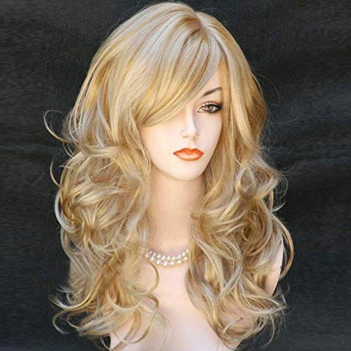 Colorfulpanda Blond Wig Long Curly Wavy Blonde Wigs for Women Ladies Cosplay Party Halloween Costume Heat Resistant Synthetic Wig