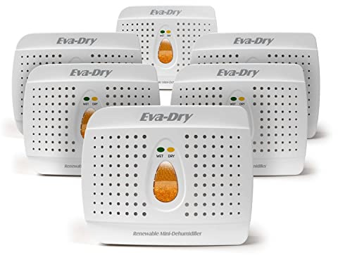 Eva-Dry E-333 (6-pack) Wireless Mini Dehumidifier. Top Moisture Absorber for Small Spaces. Rechargeable & Portable. Perfect for Pantries, Cars, RV & Gun Safes, Closets, & Travel.