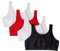 Fruit of the Loom Women's Built Up Tank Style Sports Bra, Black/White/White/Red 4-Pack, 50