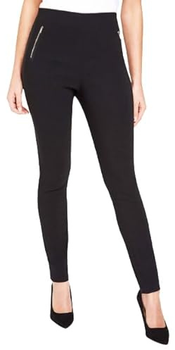 Roman Originals Stretch Trousers for Women UK Ladies High Waisted Pants Pull On Leggings Smart Slimming Office Work Fitted Tailored Tapered Regular & Plus Sizes - Jet Black (29 in) - Size 10