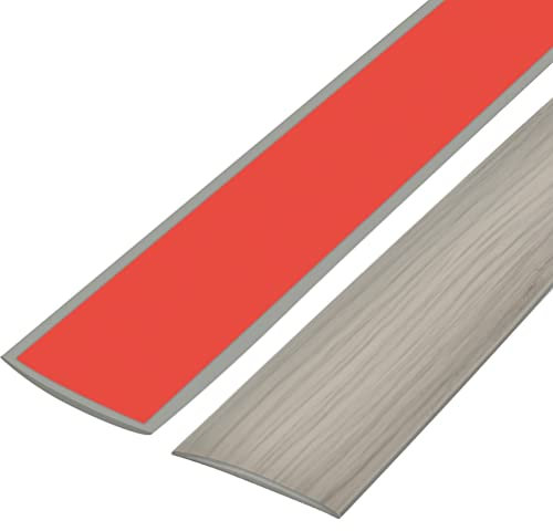 Übergangsprofil Wasserdicht Selbstklebend 2m x 5cm Vinyl Übergangsleiste Grau Holzmaserung Übergangsprofil, Bodenleiste Abdeckleiste Vinyl Übergangbodenprofil Bodenübergangsleiste für Fußböden Laminat