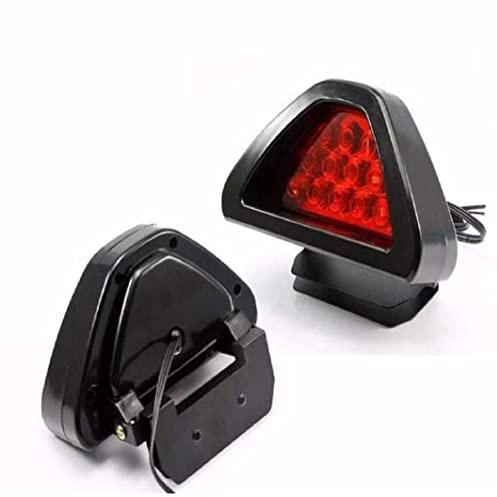 VONGLYHOO Feu Arrière De Voiture, Style F1 Drl Rouge 12 Led Arrière Feu Stop Antibrouillard Triangulaire Stop De Sécurité Moteur Voiture
