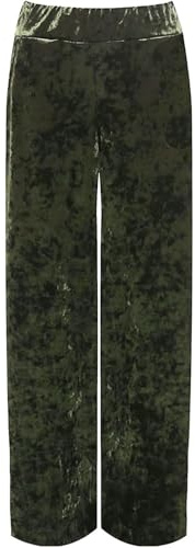 Dam plus storlek brett ben sammet palazzo elastisk midja byxor dam gatumode utsvängda breda ben stil ficka lätt velour sammet byxor UK 14-28, gRÖN, 42/44 SE