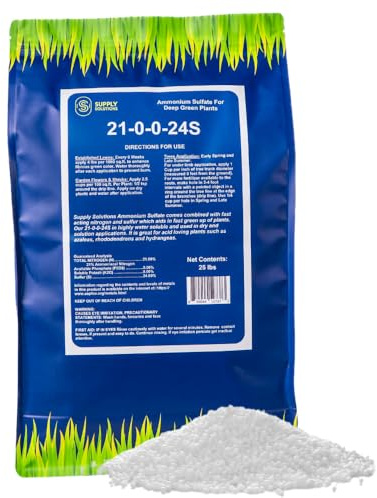 Supply Solutions 21-0-0-24S Ammonium Sulfate for Deep Green Plants - Soil Acidifier for Blueberry Blooms, Azalea and Magnolia Tree Fertilizer - Sulfur for Plants Nitrogen Fertilizer (25 Pounds)