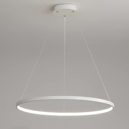 Bellastein LED Moderna Rotonda Lampada a Sospensione Dimmable con Telecomando Lampada A Sospensione Altezza Regolabile Plafoniera Tavolo Da Pranzo Lampadario (bianco, L80cm)