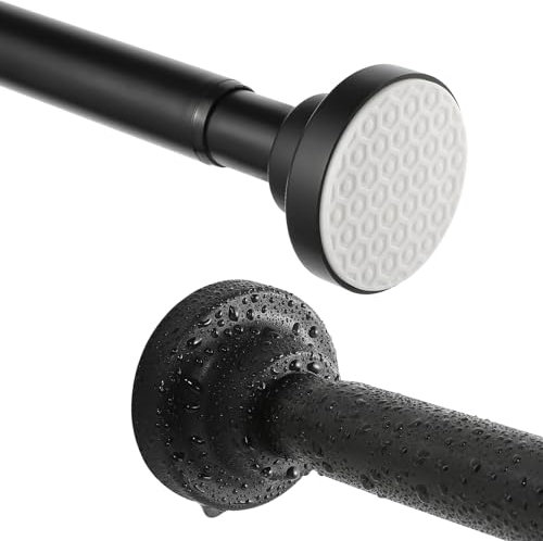 WEIXINHAI Shower Curtain Pole 70-126 CM Shower Curtain Rail Tension Rods for Curtains Shower Curtain Rod Extendable Showers Curtain Pole Black