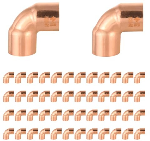 50PC HeSun Copper Sweat Fittings, 1/2-Inch 90-Degree Copper Elbow