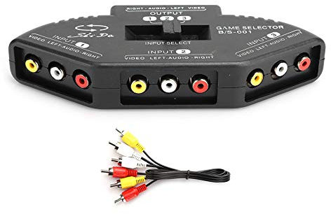 Commutateur Séparateur -vidéo 3 en 1, pour DVD, VCD, Magnétoscope, Caméra de Jeu TV, Noir (Black)