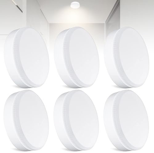 6 Stück GX53 7W LED Leuchtmittel Warmweiß 3000K, 700LM Glühbirne Ersetzt 71W Halogenlampe, LED GX53 Lampe Einbaustrahler Nicht Dimmbar für Schranklicht AC 220V-240V