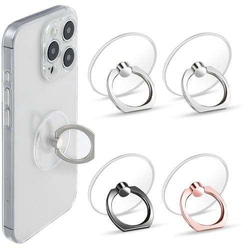 WLLHYF 4 soportes transparentes para anillo de teléfono celular, anillo transparente para teléfono celular, soporte de anillo compatible con la mayoría de teléfonos, accesorios de funda de tableta (2