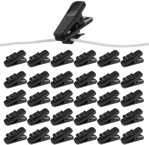 YUXIANLB Microphone Clip Earphone Wired Clips Headset Cable Clip 30Pcs Practical Lapel Clips Small Shirt Clip To Keep Mount Cable Cord In Place For Phone Earphone Broadcast Microphone Walkie-Talkie
